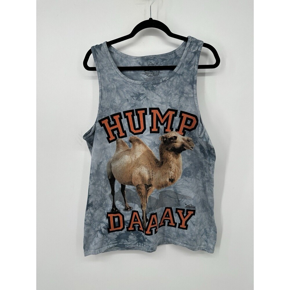 The Mountain Shirt Mens M  Blue Hump Day Funny Camel Graphic Logo Tie Dye‎